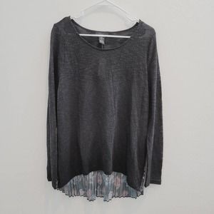 NWT DEB Black Pleated Floral Print Back Long Sleeves Top Women's Size 2X